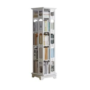 360도 원목 회전 5단 (화이트) (폭 44.3cm) 책장 전면 회전